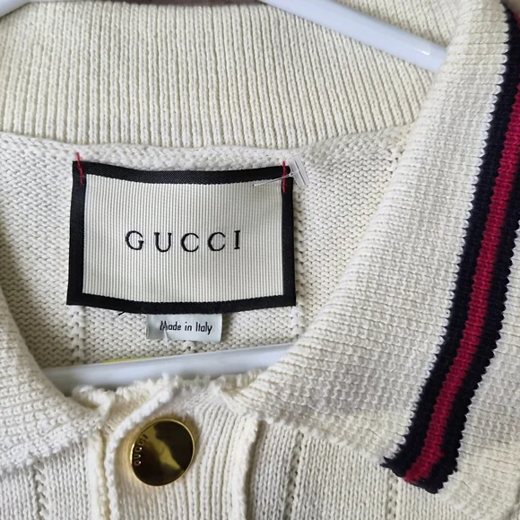 Gucci White Polo with Burgundy-Trim Collar and Hem - Picture 5 of 7